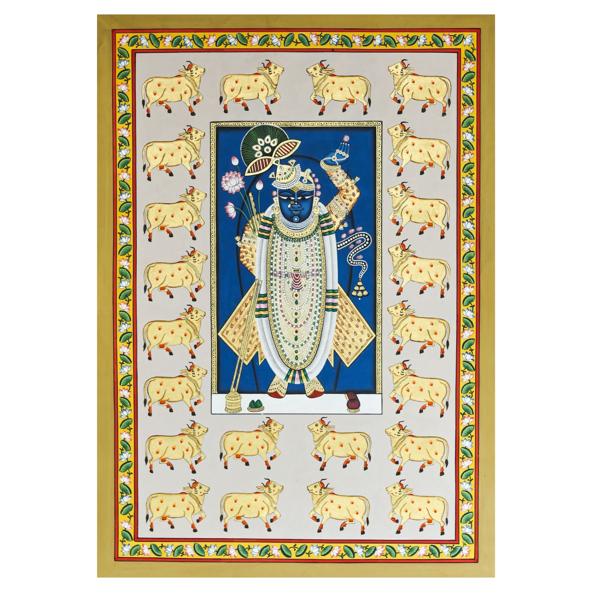 Shrinathji Geometric Darshan Pichwai – Infinite Divine Focus