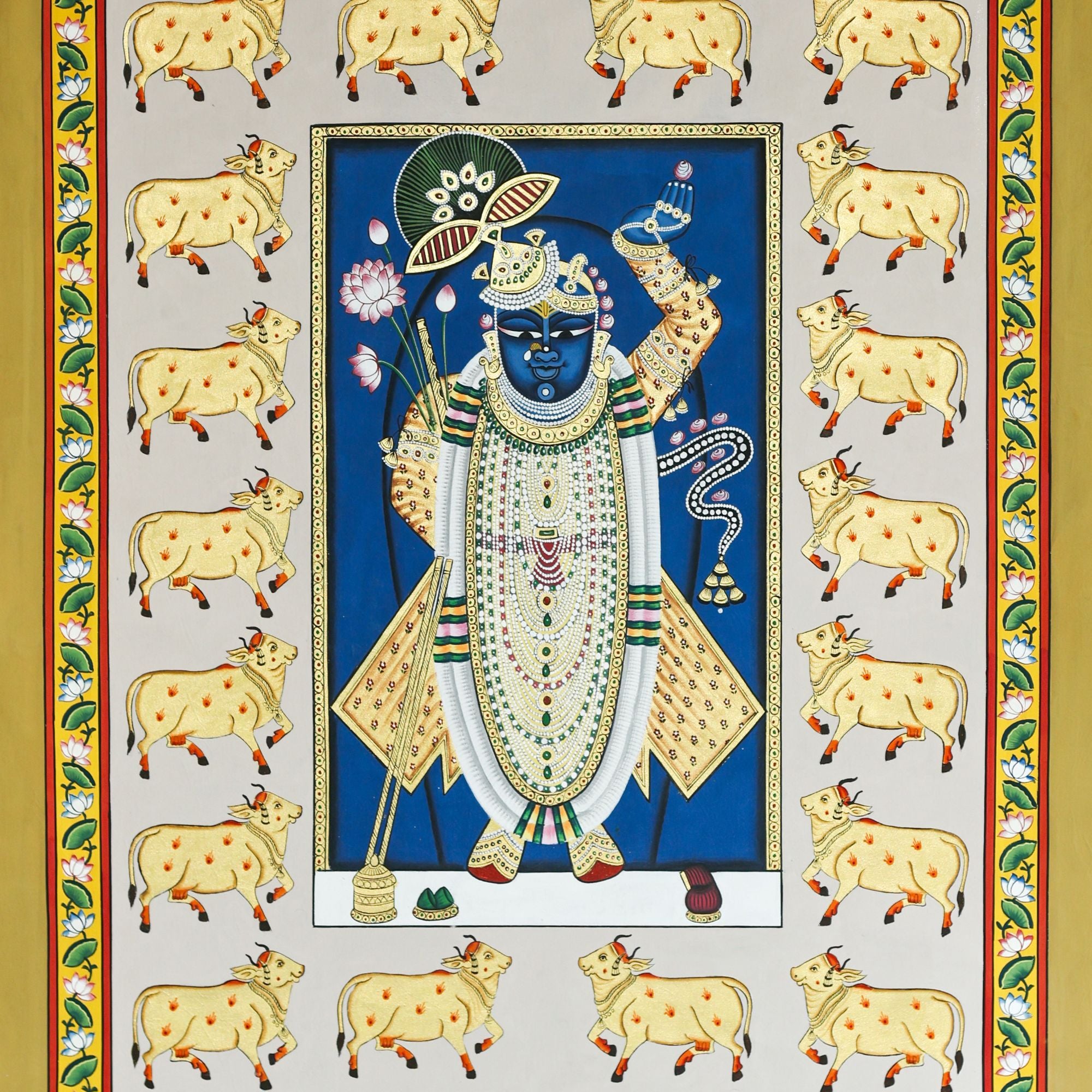 Shrinathji Geometric Darshan Pichwai – Infinite Divine Focus