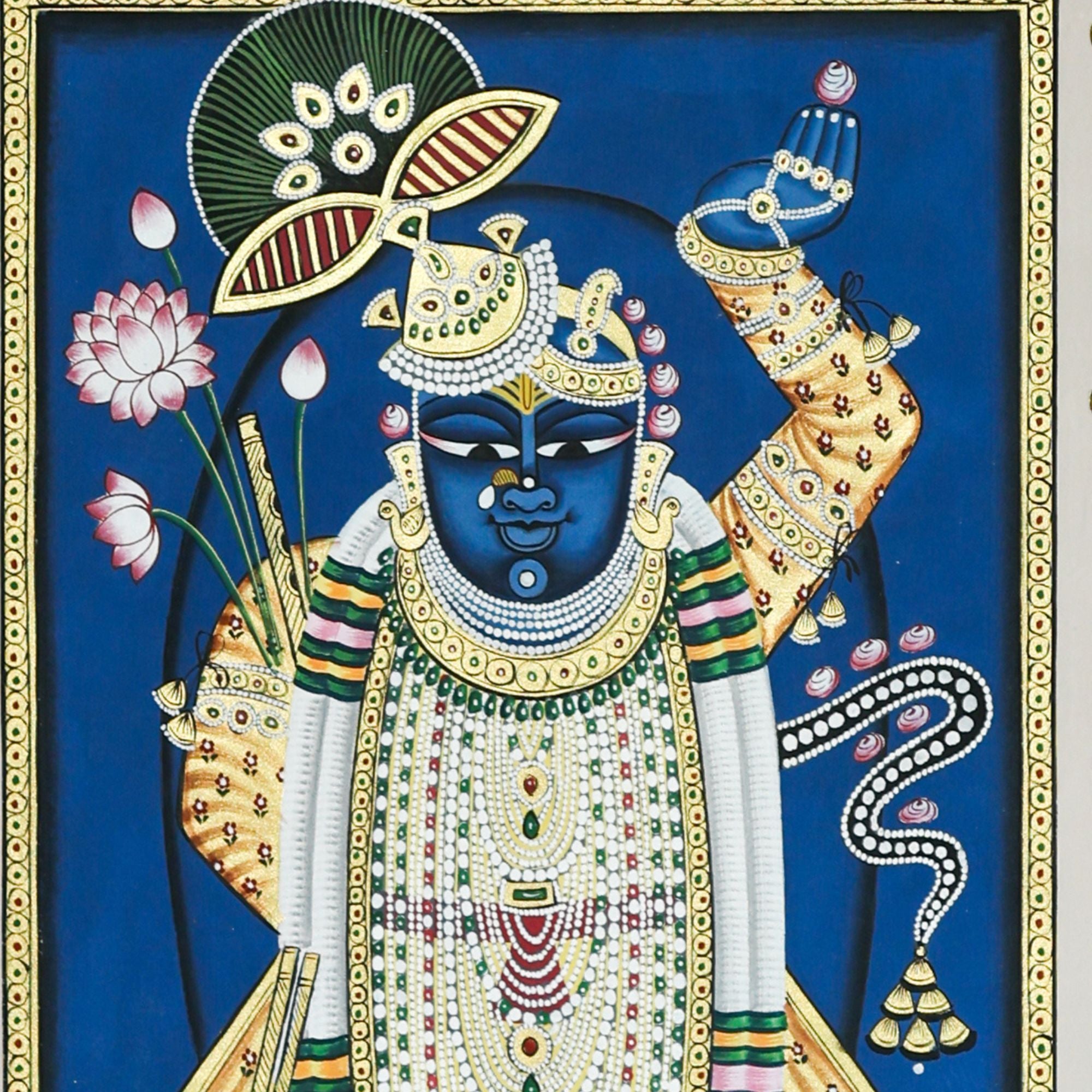 Shrinathji Geometric Darshan Pichwai – Infinite Divine Focus